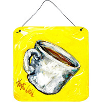 "Caroline's Treasures Coffee One Cup Aluminum Metal Wall or Door Hanging Prints, 6 x 6"", Multicolor"