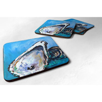 "Caroline's Treasures MW1048FC Oyster Oyster Blue Foam Coasters (Set of 4), 3.5"" H x 3.5"" W, Multicolor"