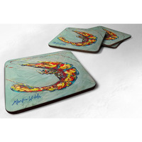"Caroline's Treasures MW1054FC Shrimp Ripples Foam Coasters (Set of 4), 3.5"" H x 3.5"" W, Multicolor"