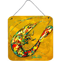 "Caroline's Treasures Shrimp Shrimp & Hot Mustard Aluminum Metal Wall or Door Hanging Prints, 6 x 6"", Multicolor"