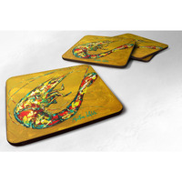 "Caroline's Treasures MW1058FC Shrimp Shrimp & Hot Mustard Foam Coasters (Set of 4), 3.5"" H x 3.5"" W, Multicolor"