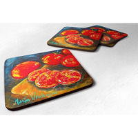 "Caroline's Treasures MW1059FC Vegetables-Tomato Slice It Up Foam Coasters (Set of 4), 3.5"" H x 3.5"" W, Multicolor"