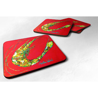 "Caroline's Treasures MW1061FC Shrimp Squiggles Foam Coasters (Set of 4), 3.5"" H x 3.5"" W, Multicolor"