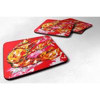 "Caroline's Treasures MW1067FC Crawfish Too Hot Foam Coasters (Set of 4), 3.5"" H x 3.5"" W, Multicolor"
