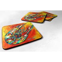 "Caroline's Treasures MW1076FC Shrimp Warming Up Foam Coasters (Set of 4), 3.5"" H x 3.5"" W, Multicolor"