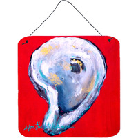 "Caroline's Treasures Oyster Wiggle My Shell Aluminum Metal Wall or Door Hanging Prints, 6 x 6"", Multicolor"