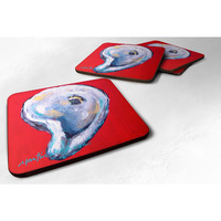 "Caroline's Treasures MW1078FC Oyster Wiggle My Shell Foam Coasters (Set of 4), 3.5"" H x 3.5"" W, Multicolor"
