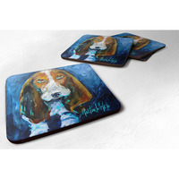 "Caroline's Treasures MW1082FC Dog-Basset Hound You Talkin' 'bout Me Foam Coasters (Set of 4), 3.5"" H x 3.5"" W, Multicolor"
