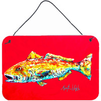"Caroline's Treasures Fish Red Fish Alphonso Aluminum Metal Wall or Door Hanging Prints, 8 x 12"""