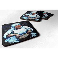 "Caroline's Treasures MW1087FC Hot Water Cornbread Cooking Foam Coasters (Set of 4), 3.5"" H x 3.5"" W, Multicolor"