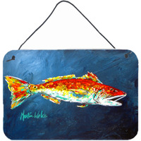 "Caroline's Treasures Fish-Red Fish Red for Jarett Aluminum Metal Wall or Door Hanging Prints, 8 x 12"""