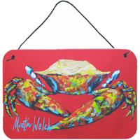 "Caroline's Treasures Crab Seafood One Aluminum Metal Wall or Door Hanging Prints, 8 x 12"""