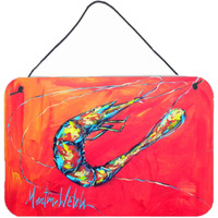 "Caroline's Treasures Shrimp Seafood Three Aluminum Metal Wall or Door Hanging Prints, 8 x 12"""