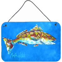 "Caroline's Treasures Fish-Red Fish Seafood Two Aluminum Metal Wall or Door Hanging Prints, 8 x 12"""