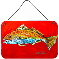 "Caroline's Treasures Fish-Red Fish Red Head Aluminum Metal Wall or Door Hanging Prints, 8 x 12"""