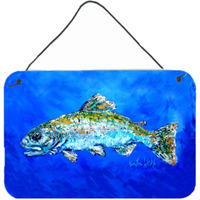 "Caroline's Treasures Fish Headed Downstream Aluminum Metal Wall or Door Hanging Prints, 8 x 12"""