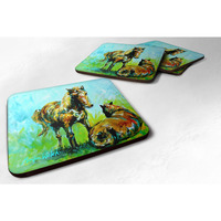 "Caroline's Treasures MW1126FC Horse Grazin Foam Coasters (Set of 4), 3.5"" H x 3.5"" W, Multicolor"