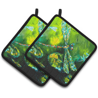 "Caroline's Treasures MW1128PTHD Insect ""Dragonfly"" Summer Flies Pot Holders (1 Pair), 7.5"" x 7.5"", Multicolor"