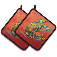 "Caroline's Treasures Crawfish Spicy Craw Pair of Pot Holders MW1131PTHD, 7.5HX7.5W, Multicolor"