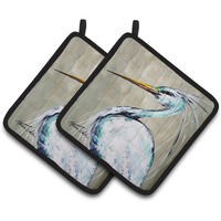 "Caroline's Treasures Blue Heron Smitty's Brother Pair of Pot Holders MW1132PTHD, 7.5HX7.5W, Multicolor"