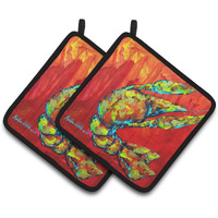 "Caroline's Treasures Crawfish Hot Craw Pair of Pot Holders MW1134PTHD, 7.5HX7.5W, Multicolor"
