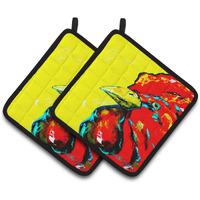 "Caroline's Treasures Rooster Big Head Pair of Pot Holders MW1138PTHD, 7.5HX7.5W, Multicolor"