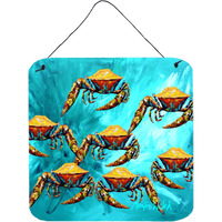"Caroline's Treasures Crab Lotto Crabs Aluminum Metal Wall or Door Hanging Prints, 6 x 6"", Multicolor"
