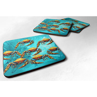 "Caroline's Treasures MW1140FC Crab Lotta Crabs Foam Coasters (Set of 4), 3.5"" H x 3.5"" W, Multicolor"
