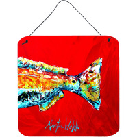 "Caroline's Treasures Fish-Red Fish Alphonso Tail Aluminum Metal Wall or Door Hanging Prints, 6 x 6"", Multicolor"