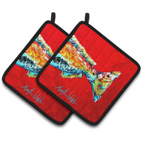"Caroline's Treasures Red Fish Alphonzo Tail Pair of Pot Holders MW1141BPTHD, 7.5HX7.5W, Multicolor"