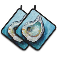 "Caroline's Treasures Oyster Pair of Pot Holders MW1143PTHD, 7.5HX7.5W, Multicolor"