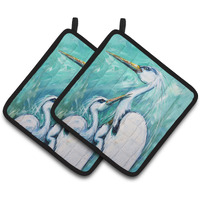 "Caroline's Treasures Mother's Love Egret Pair of Pot Holders MW1145PTHD, 7.5HX7.5W, Multicolor"