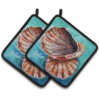 "Caroline's Treasures Shells Not In A Row Pair of Pot Holders MW1147PTHD, 7.5HX7.5W, Multicolor"