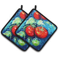 "Caroline's Treasures Vegetables - Tomatoes On The Vine Pair of Pot Holders MW1148PTHD, 7.5HX7.5W, Multicolor"