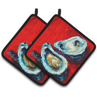 "Caroline's Treasures Open Up Oyster Pair of Pot Holders MW1149PTHD, 7.5HX7.5W, Multicolor"