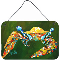 "Caroline's Treasures Go Green Crab Aluminum Metal Wall or Door Hanging Prints, 8 x 12"""