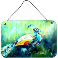 "Caroline's Treasures Proud Peacock Green Aluminum Metal Wall or Door Hanging Prints Mw1160Ds812, 8 x 12"""