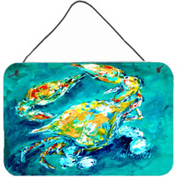 "Caroline's Treasures By Chance Crab in Aqua Blue Wall or Door Hanging Prints Mw1162Ds812, 8 x 12"""
