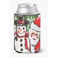 "Caroline's Treasures MW1167CC Friends Snowman And Santa Claus Can Or Bottle Hugger, Multicolor"