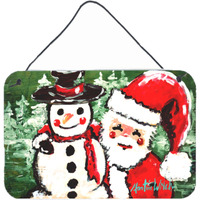 "Caroline's Treasures Friends Snowman and Santa Claus Wall or Door Hanging Prints, 8 x 12"""