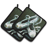 "Caroline's Treasures Ballet Golden Toes Pair of Pot Holders MW1168PTHD, 7.5HX7.5W, Multicolor"