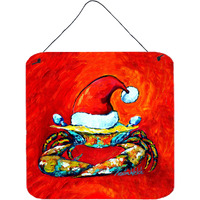 "Caroline's Treasures Crab Hat Santa Claws Wall or Door Hanging Prints MW1169DS66, 6"" x 6"", Multicolor"