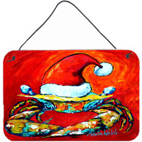 "Caroline's Treasures Crab in Santa Hat Santa Claws Wall or Door Hanging Prints, 8 x 12"""