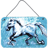 "Caroline's Treasures Shadow the Horse in Blue Wall or Door Hanging Prints, 8 x 12"""