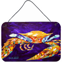 "Caroline's Treasures The Right Stuff Crab in Purple Wall or Door Hanging Prints, 8 x 12"""