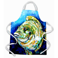 "Caroline's Treasures MW1199APRON Lucky Blue Gill Fish Apron, Large, Multicolor"