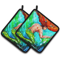 "Caroline's Treasures Mermaids Heaven Pair of Pot Holders MW1200PTHD, 7.5HX7.5W, Multicolor"