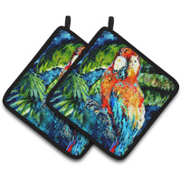 "Caroline's Treasures Yo Mama Parrot Pair of Pot Holders MW1204PTHD, 7.5HX7.5W, Multicolor"