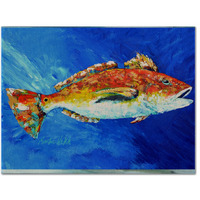 "Caroline's Treasures MW1212PLMT Red Fish White Spin Fabric Placemat, Multicolor"
