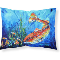 "Caroline's Treasures ""Scattered Red Fish"" Printed, Polyester Envelope Closure pillowcase, Standard, Multicolor"